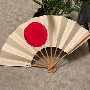 Vintage Odori Fan Sensu Japanese flag Hinomaru Nisshoki rising sun Amaterasu god